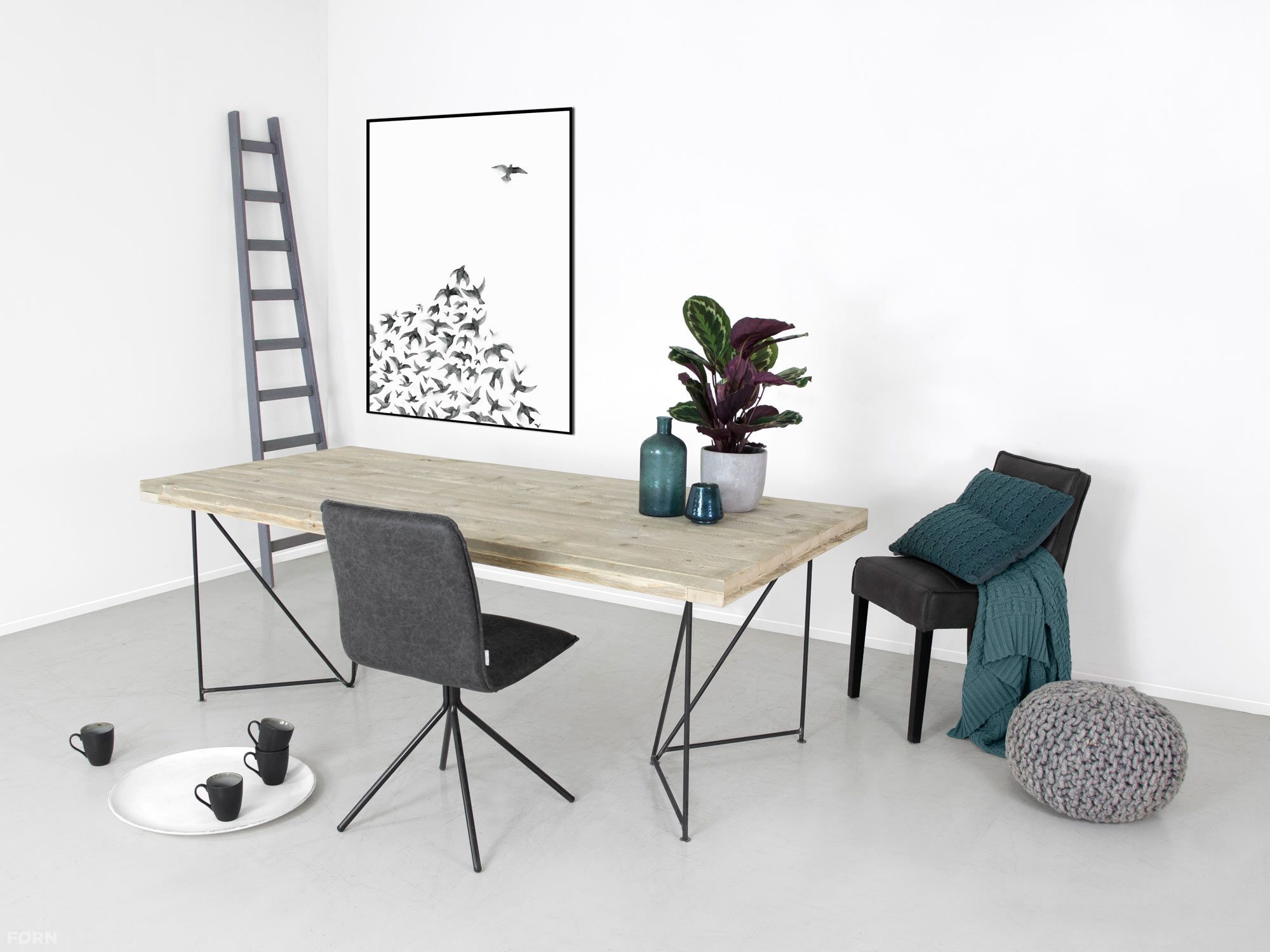 Industriedesign Tisch Dille Mit Stahlgestell Bauholzmoebeldesign De